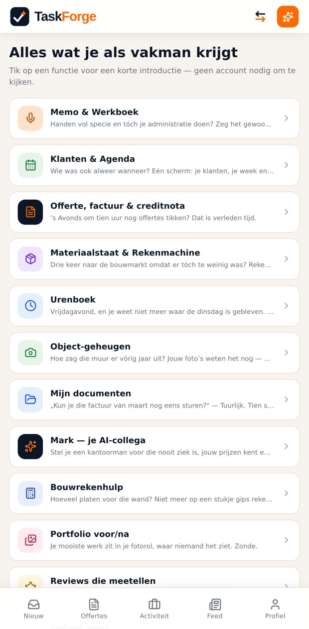 Overzicht van de functies met de taalkeuze