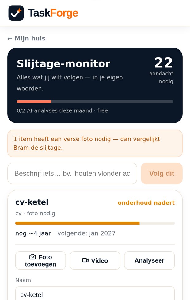 Slijtage-monitor met de cv-ketel