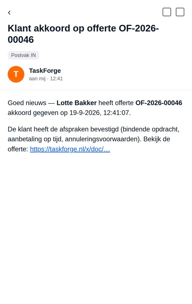 Mail dat de klant akkoord is gegaan op de offerte