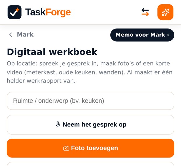 Werkboek met memo’s per klus