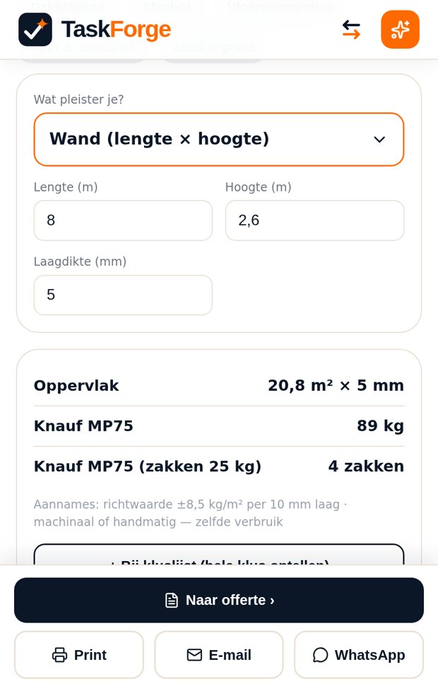 MP75-uitkomst met kilo’s en zakken
