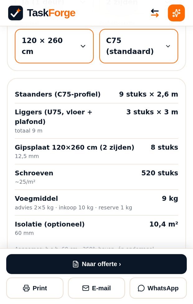 Uitkomst van de wand-rekenmachine